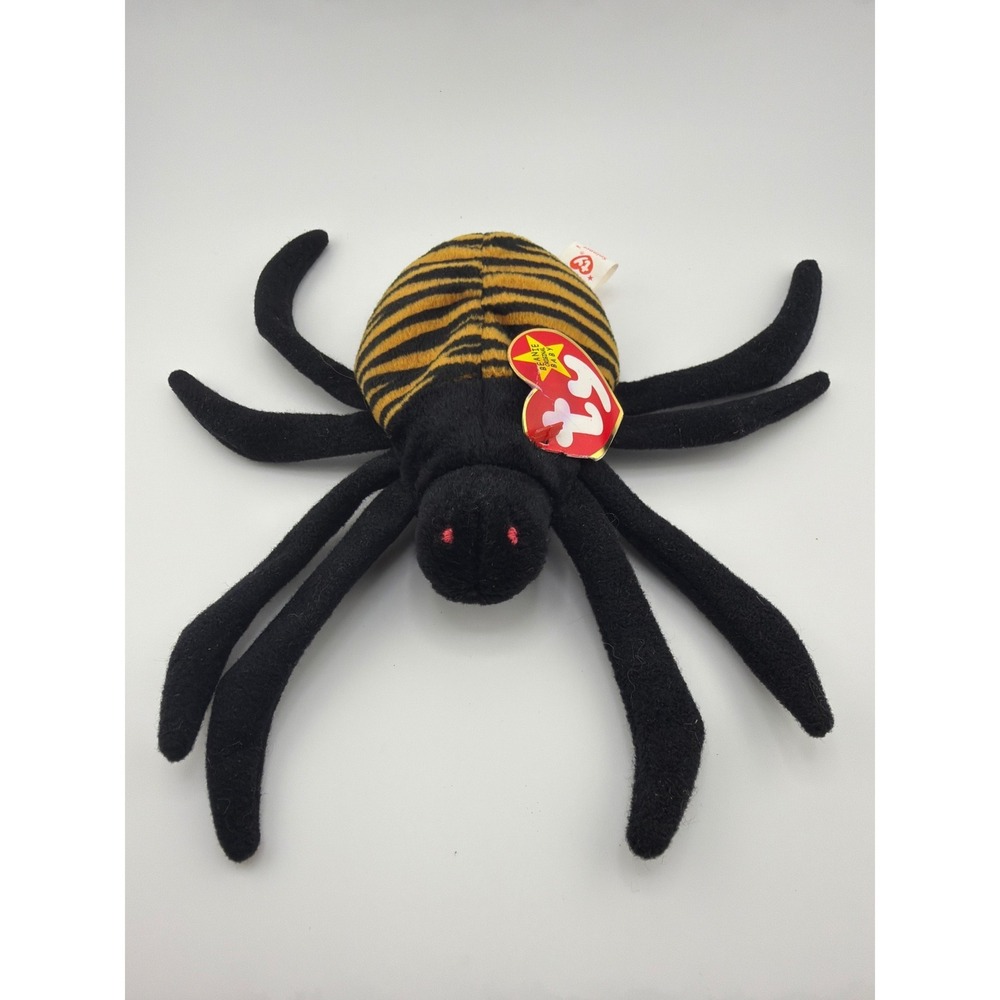 Ty Beanie Babies Spinner the Spider OS Black‎ Orange Vintage Halloween Decor